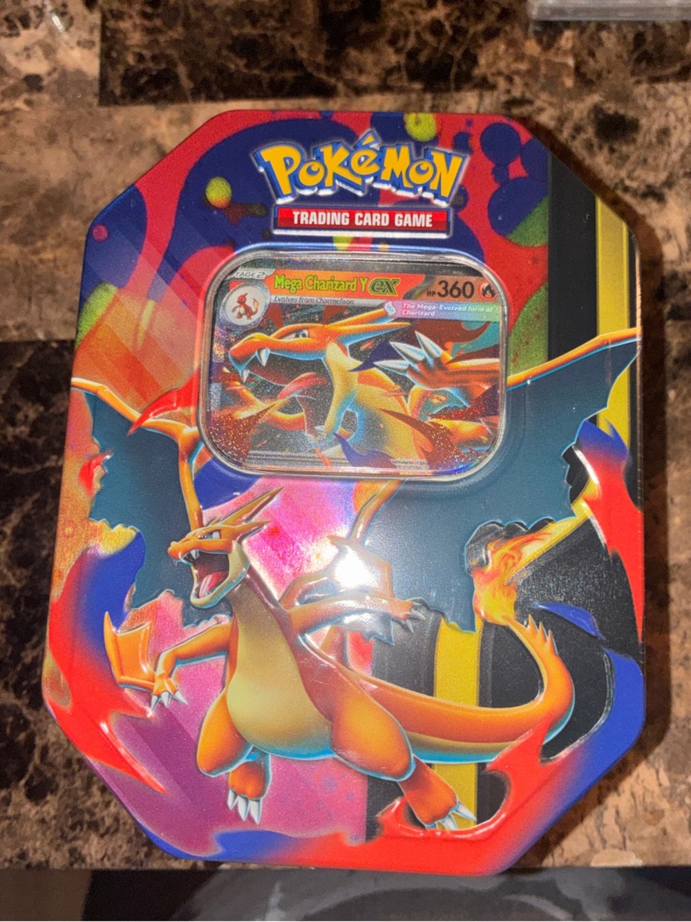 Pokemon Charizard Metal Tin - Red, Orange, Blue, Yellow